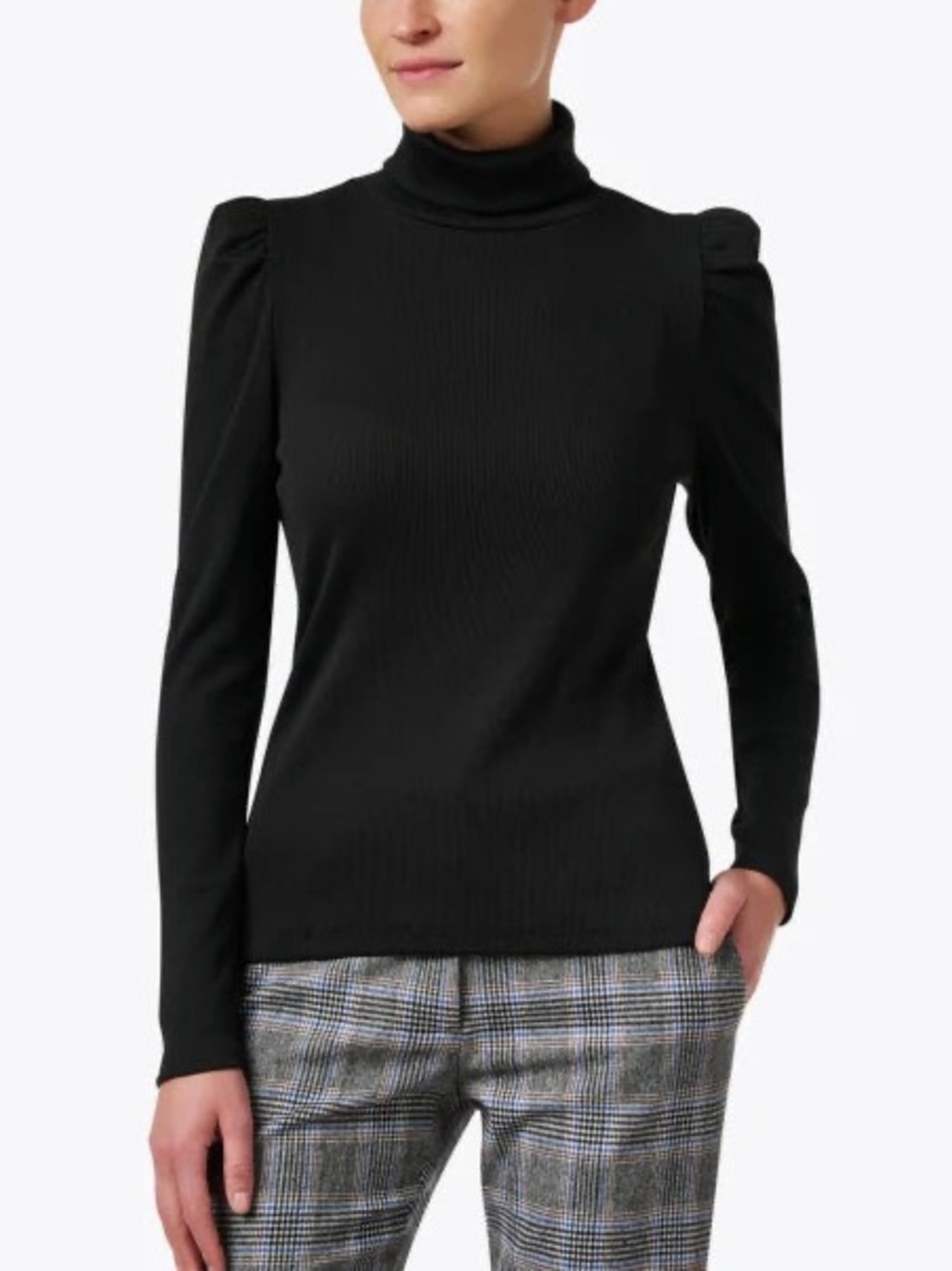 Veronica Beard. Cedar Ribbed Turtleneck. Black. Size Medium. - Picture 1 of 9